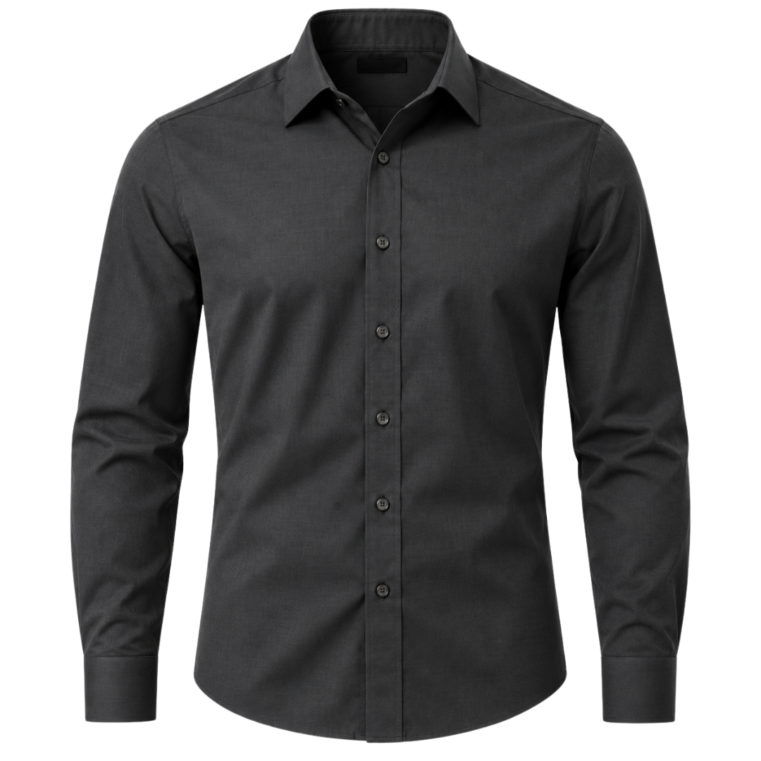 Tailored Cotton Dress Shirt – Dark Charcoal | TRUVERKHEY