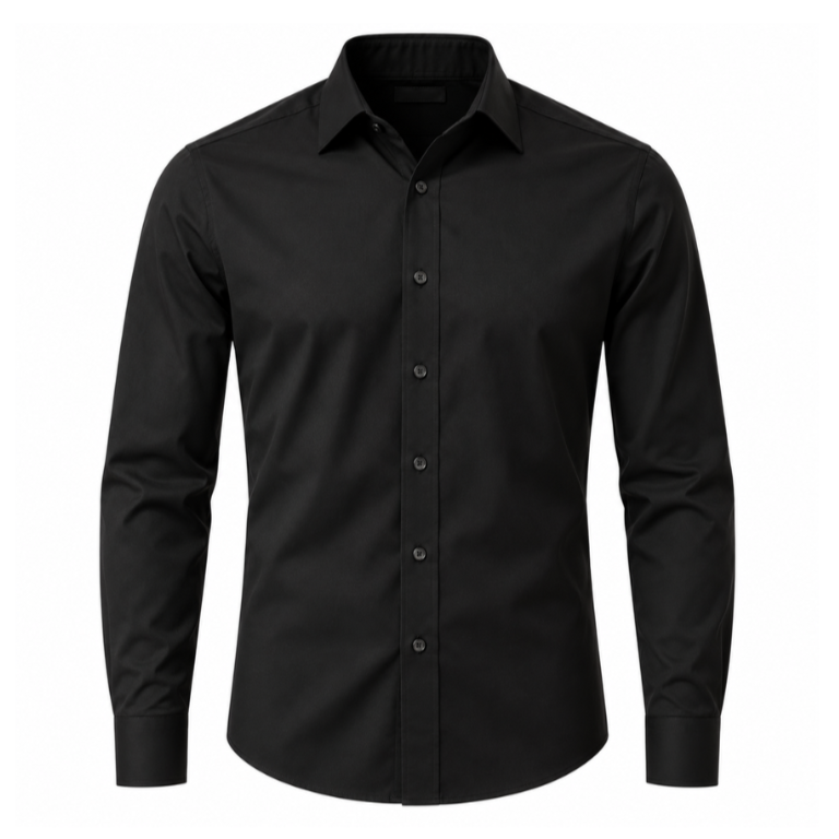 Tailored Cotton Dress Shirt – Black | TRUVERKHEY