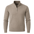 Cashmere Blend Quarter-Zip Sweater – Taupe | TRUVERKHEY