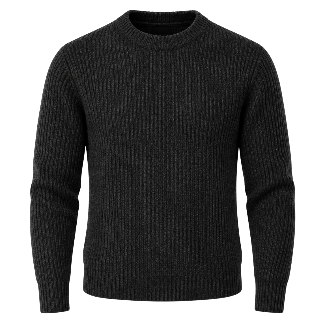 Dark Charcoal Rib Knit Sweater | TRUVERKHEY
