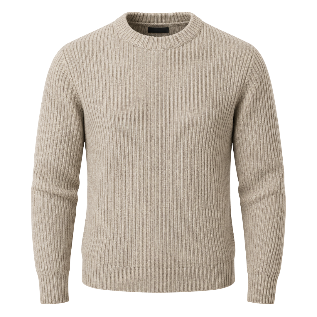 Cashmere Rib Knit Sweater – Oatmeal | TRUVERKHEY