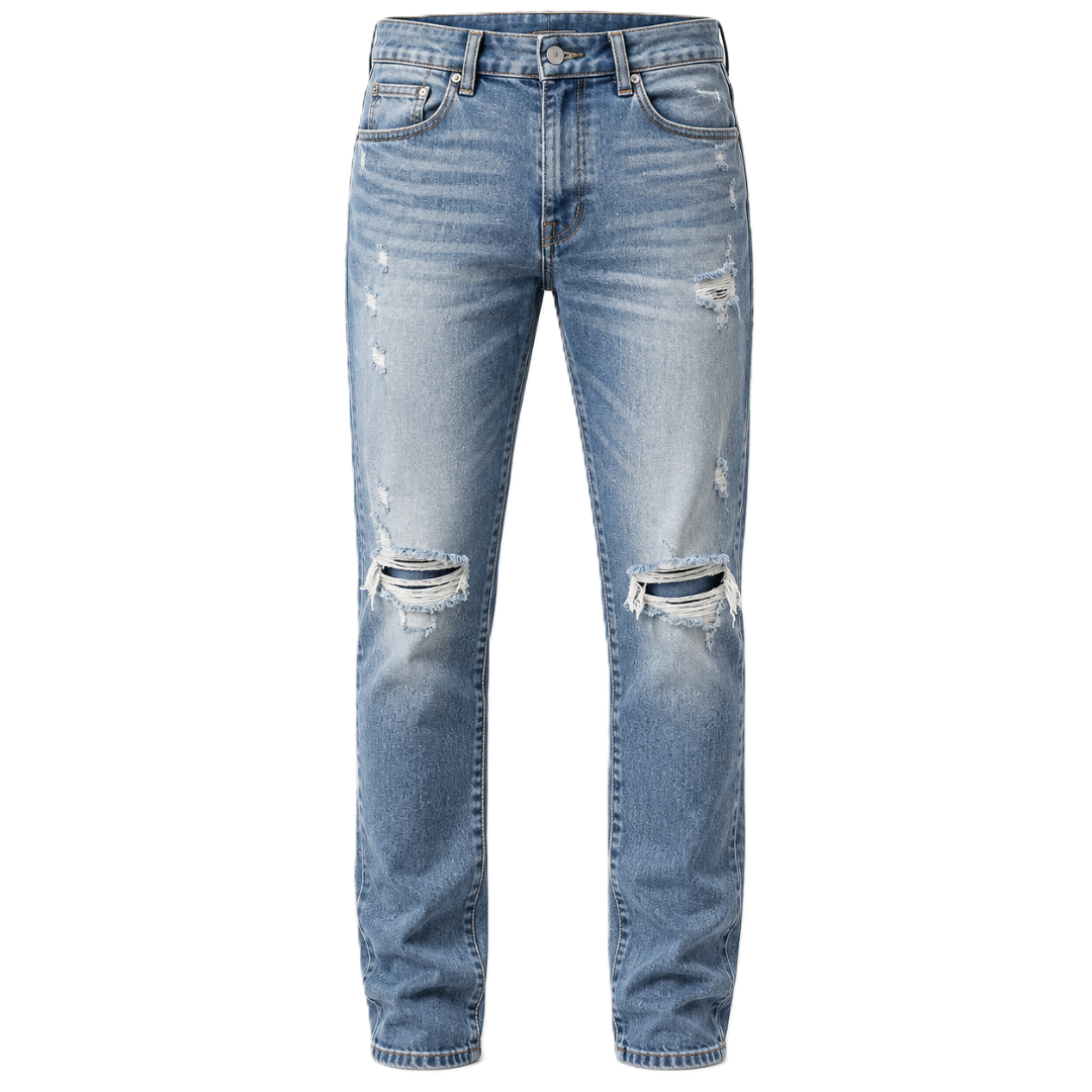 Distressed Straight-Fit Jeans – Vintage Light Blue | TRUVERKHEY